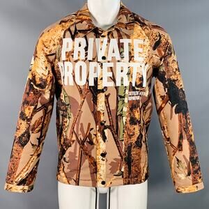 RIPNREPAIR Size S Beige Brown White Camo Polyester Snaps Jacket